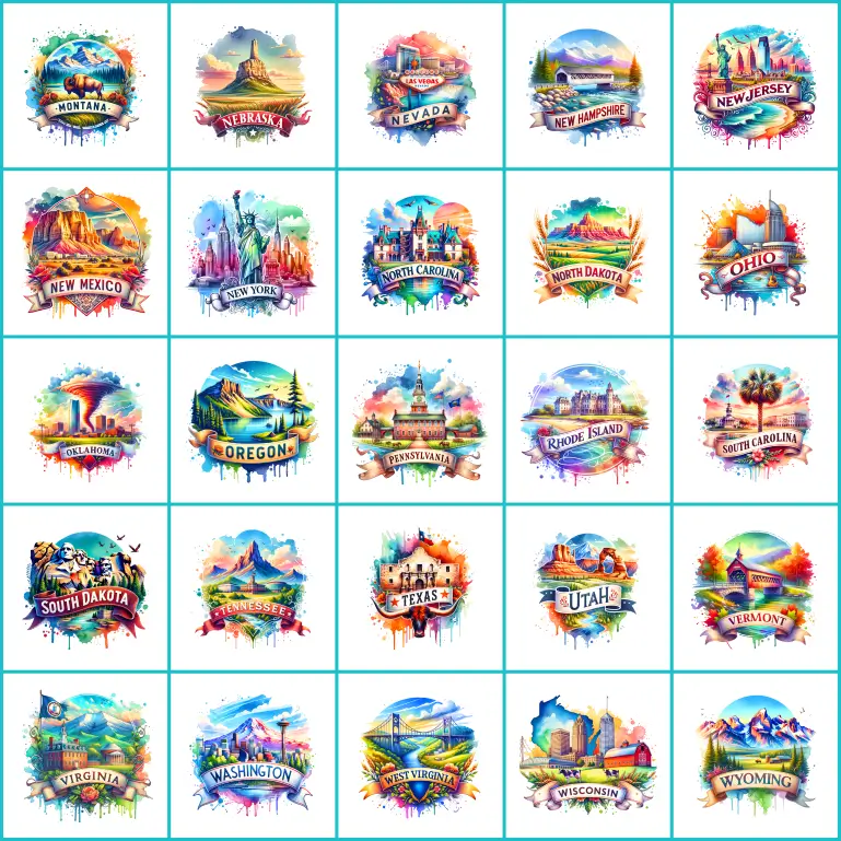 Watercolor States | Ceramic Coasters